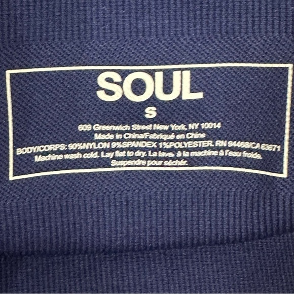 Soul X SoulCycle Seamless Leggings Navy Blue with Green Stripe - Picture 7 of 7